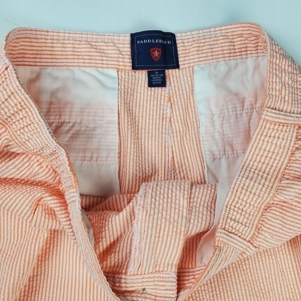 New Saddlebred Orange Wht Gingham Men's Shorts 36 - Picture 7 of 9